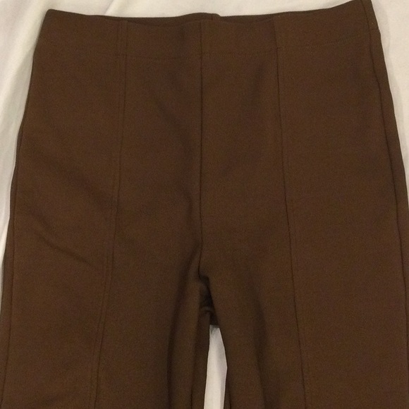 Brown Ribbed Split Hem Stretchy Legging Pants Size Small - Picture 3 of 8